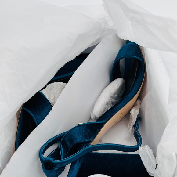 New Sandro Women's Blue Velvet Heeled Sandals size 39 - Picture 5 of 12